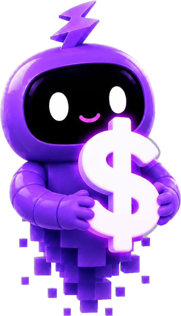 Statty holding a dollar sign beside the pricing heading